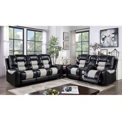 Black And Light Grey Power Recliner Sofa Loveseat And Chair Storage Center Console USB Ports Loveseat Has Speakers Brand New In Box Firm Price 3 Piece