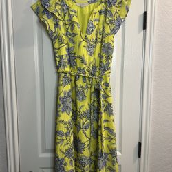Like New- Trellis Garden Ruffle Sleeve Midi Dress