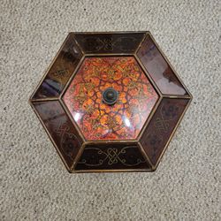 Vintage Bombay Outlet Hexagonal Wooden Storage Box 13x13
