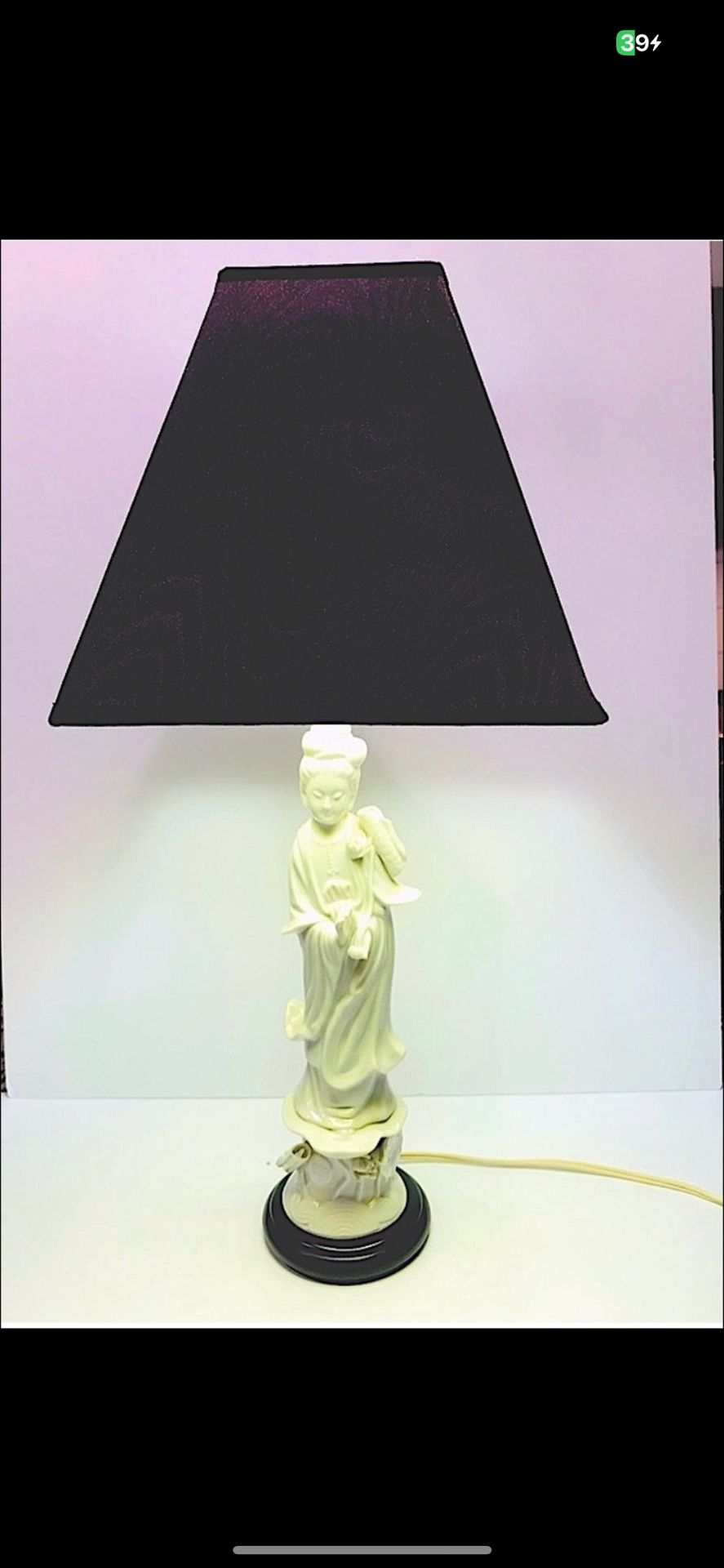 Vintage Blank De Chine Porcelain Guanyin Kwanyin Figurine Lamp 18”