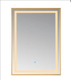Vinnova 24" Rectangular LED Lighted Accent Bathroom / Vanity Wall Mirror - 24 - Gold
