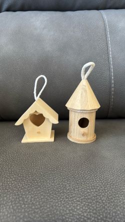 New 2 Small Wooden Bird Houses DIY Arts Crafts