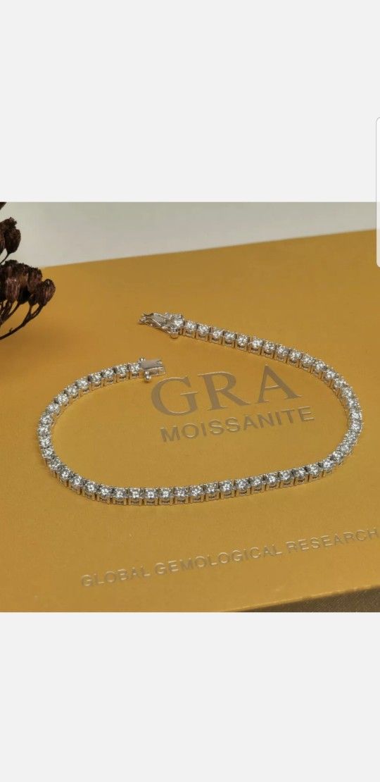 New ct Moissanite Tennis Bracelet 14k White Gold Sterling