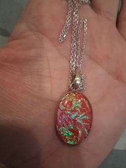 Sterling silver necklace with Opal pendant