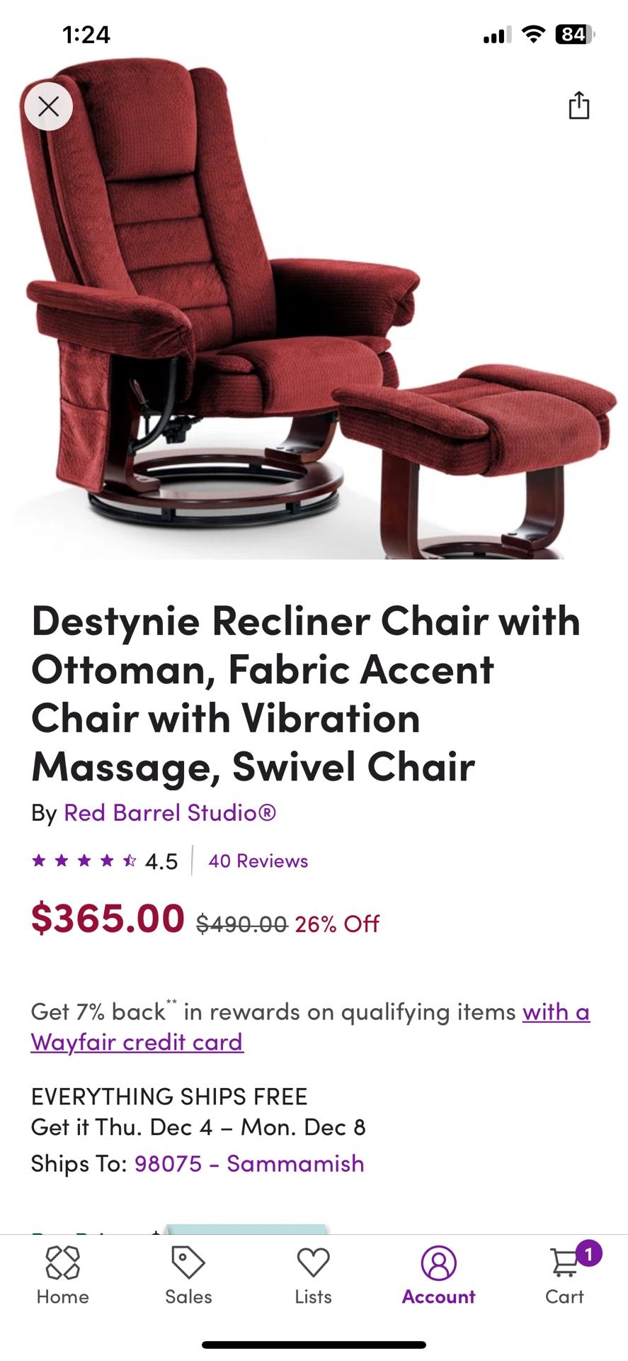 Wayfair Recliner With Massage 