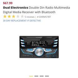 Dual Electronics Double Din Radio Multimedia Digital Media Receiver with Bluetooth