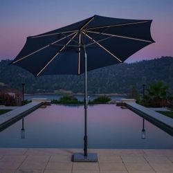 Sunvilla 10' Round Solar LED Market Umbrella
