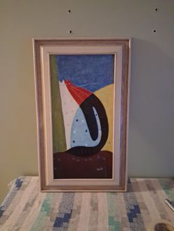 Framed Abstract Cat Painting