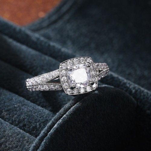"Luxury Clear Square Gem Zircon Engagement/Wedding Rings for Women, K774