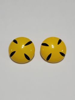 Yellow and Black Round Stud Earrings