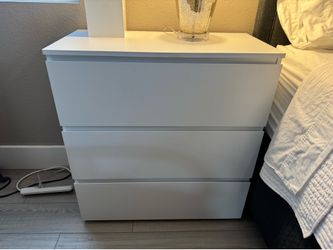 New White Large Night Stand (or Small Dresser) - 3 Drawer