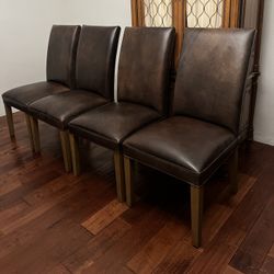 Restoration Hardware Leather Dining Chairs (Set of 4) – Solid Wood, Timeless Design