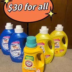 Suavitel complete 100 FL X 2, Suavitel fabric 105FL X 2, arm & hammer Detergent 50FL for $30