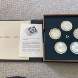 Pristine vintage silver collection Roberts Birds 25 coins .925 sterling silver coin Franklin Mint 