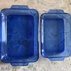 Vintage Anchor Ovenware beautiful blue baking dishes (2x)