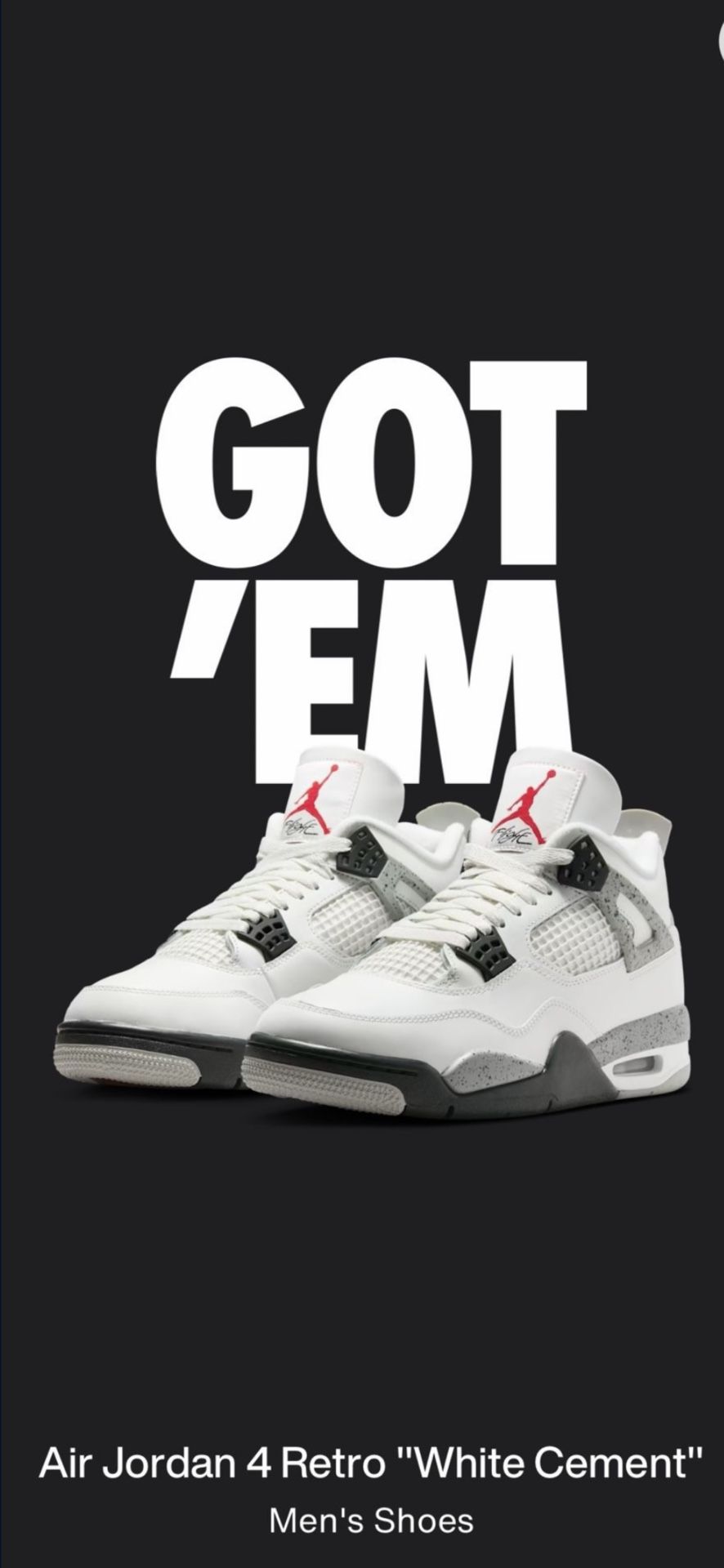 9.5 Brand New Jordan White Cement