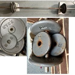 Weights Plates And Curl Bar