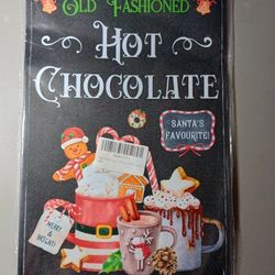 Old Fashioned Hot Chocolate Metal Tin Sign Retro Christmas Wall Art Room Aesthet