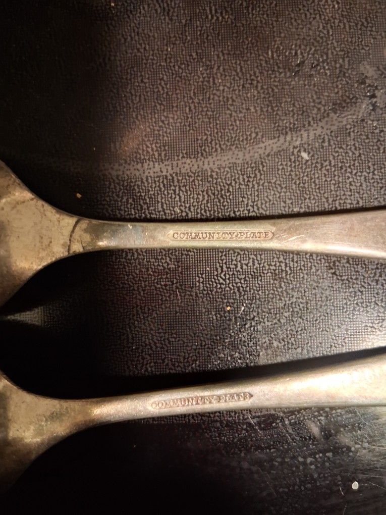 2 Silver Teaspoons Community Plate