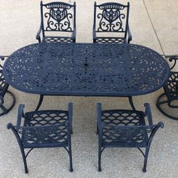 Hanamint Grand Tuscany Outdoor Patio Furniture Set 6 Seat Dining set-84in 90 pound Oval Table