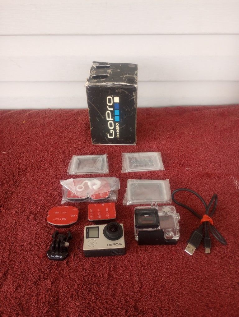 GoPro Hero 4 Digital Camera Camcorder Silver with accessories