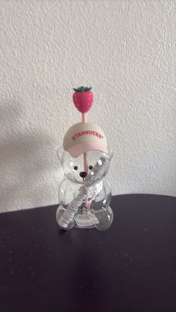 Starbucks Pink Barista  authentic Strawberry  20oz Glass Bear Cup Bearista 2026
