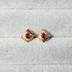 Ruby & White Sapphire Earrings