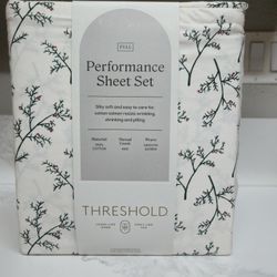 New! 100 % Cotton  Full 400 Thread Count  Performance Sheet Set Holly - Threshold