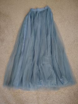 Tulle Maxi Skirt High Waist Baby Blue