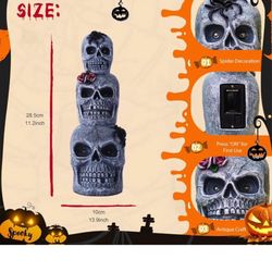 HALLOWEEN Stacked Skulls Solar Lanterns (set of 2) 