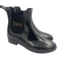Juicy Couture glitter pull on rain boots women’s Size 6