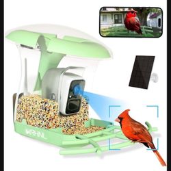 Transparent - Smart Bird Feeder with Camera Solar Powered,1080P HD AI Identify Wild Bird Feeder Camera-5000mAh&64G SD Card,Auto Capture Bird Videos & 