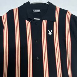 PLEASURES X PLAYBOY CLUB WOVEN CARDIGAN SWEATER 