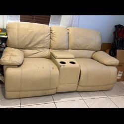 Beige Reclining Sofa Set – Both Recline, Needs Some TLC
