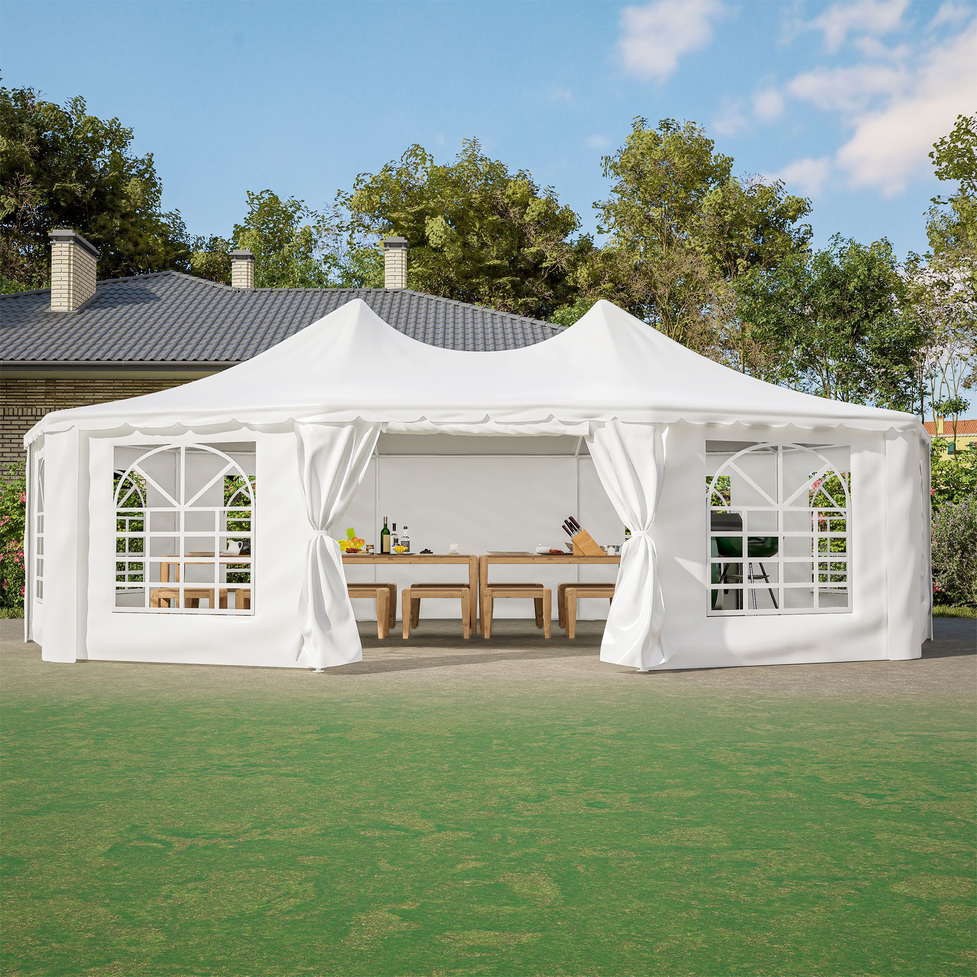 29x21ft Party Tent, White Wedding Tent, Waterproof,UV Protection Outdoor Gazebo Pavilion Shelter Tent for Party, Event,Picnic,White
