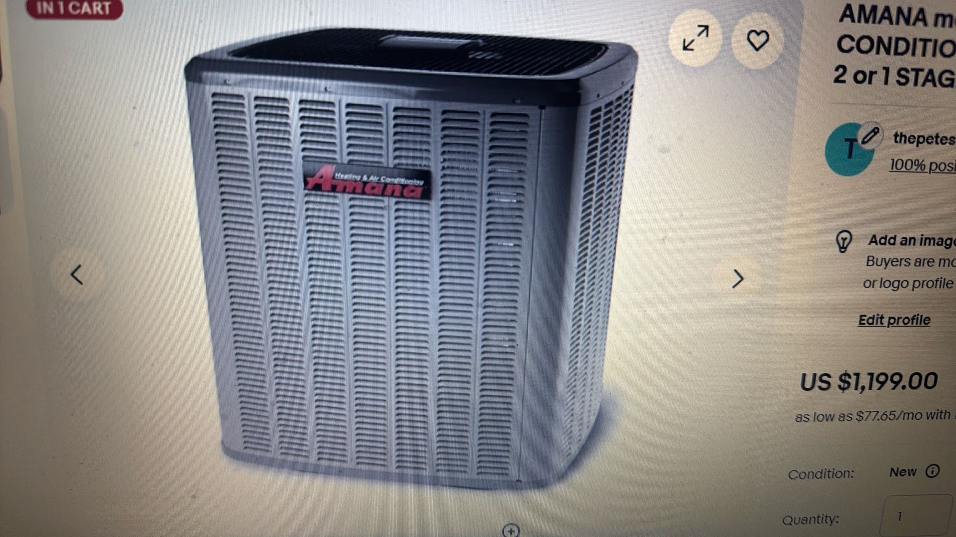 Amana 2 Ton Air Conditioner New In Box