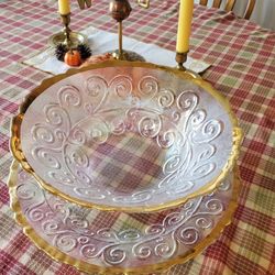 Ornate, Embossed GLASS BOWL & PLATTER