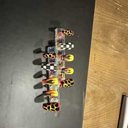 Medium Coffin Racing Style Nails- Custom, Hand painted