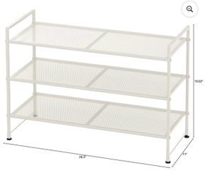 WHITE METAL 3 TIER SHOE RACK STORAGE SHELF CLOSET ORGANIZER EXCELLENT CONDITION!