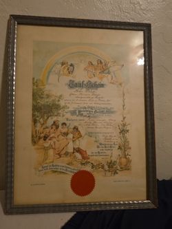 1909 antique German-language baptism certificate