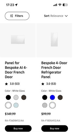 Brand New Samsung Bespoke 4-door replacement glass panels - white