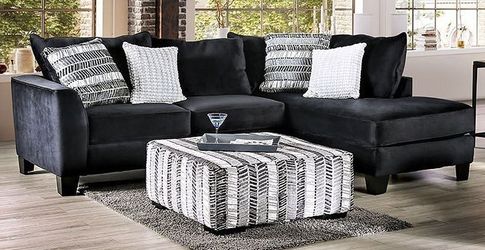 Beautiful Black Sectional Sofa and Ottoman
