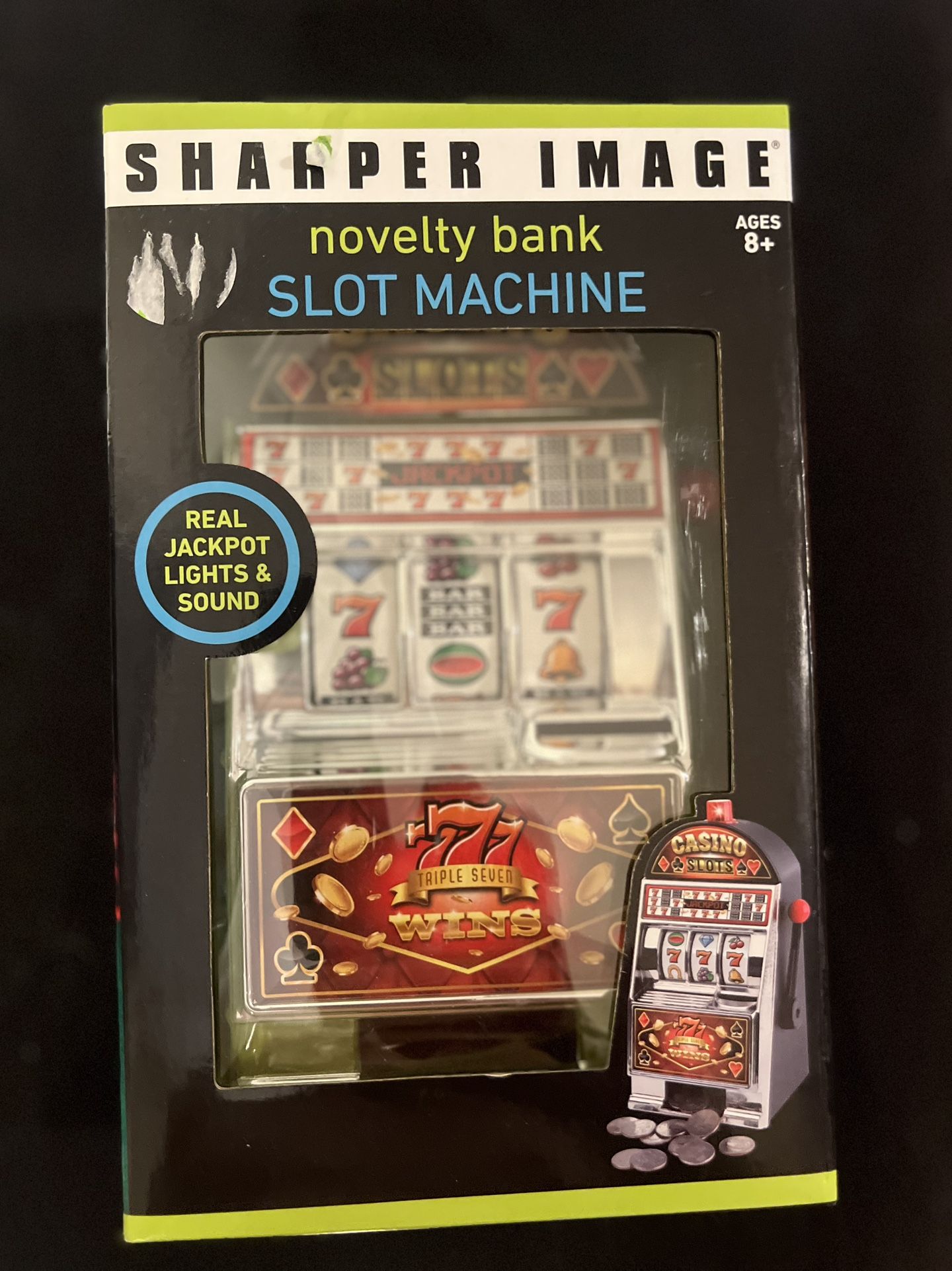 Sharper Image Novelty Bank Slot Machine Lights & Sound Toy Casino 777 New
