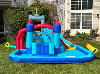 Inflatable Bounce House Castle Playground Slide Climbing Wall Soccer Goal Basketball Hoop