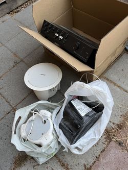Bose DS 16F speakers and TOA 700 series amplifier.