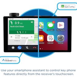  JENSEN J5UP7 7-inch Top Mount Control Touchscreen Receiver with Certified Wireless Apple Carplay Android Auto | Double DIN Car Stereo with Bluetooth 