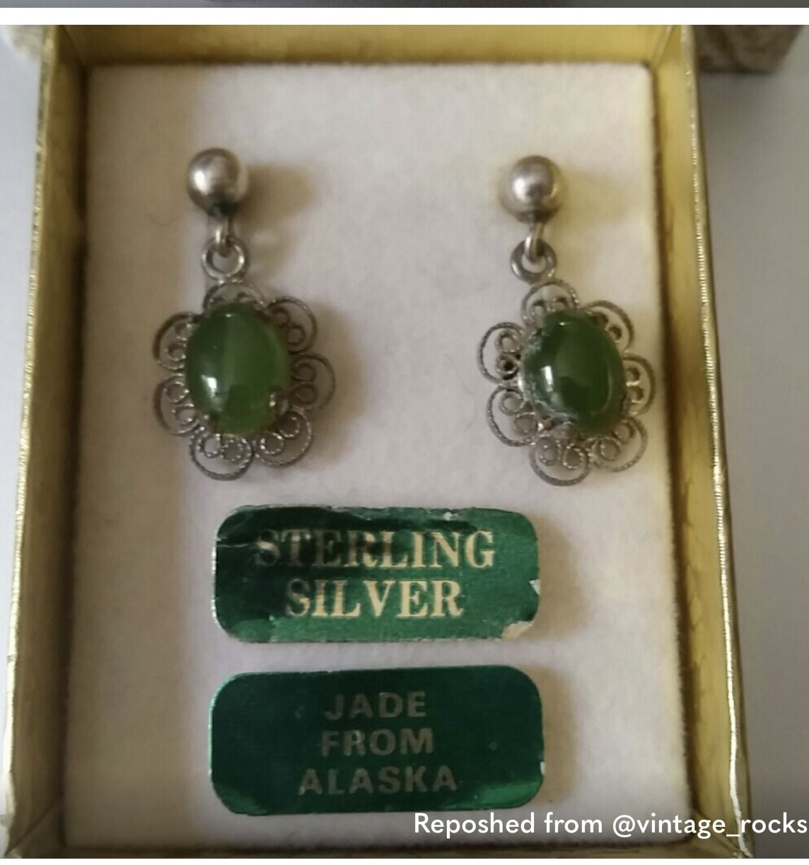 Vintage Jade And Silver Earrings