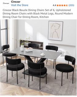 Modern black plush chairs set of 6