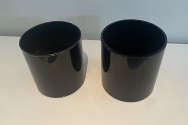 Glossy Black Glass Cylinder Vases (2)