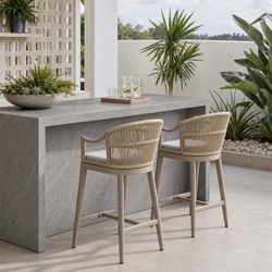 New Set of 2 Modern Boho Style Patio Bar Stools